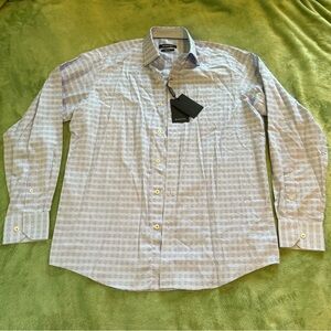 Bugatchi men’s small blue button up collared shirt